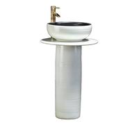Fregadero de cerámica para Interior y Exterior, Blanco, Base de Tres Piezas con Grifo de Cobre y Kit de Drenaje, fácil de Instalar (Color: 001) (Talla única 002)