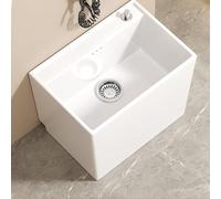 Fregadero de cerámica XL con drenaje de botón, ideal para restaurantes, hoteles y centros de fitness, solución de fregona de piscina de alta capacidad