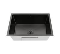 Fregadero de cocina 1 cuenco, fregadero de cocina rectangular, fregadero de acero inoxidable 304, fregadero multifuncional de acero inoxidable para cocina, restaurante, cafetería (negro, 60 x 40 cm)