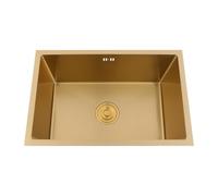 Fregadero de cocina 1 cuenco, fregadero de cocina rectangular, fregadero de acero inoxidable 304, fregadero multifuncional de acero inoxidable para cocina, restaurante, café (dorado, 60 x 40 cm)