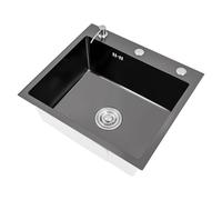 Fregadero de cocina, 50 x 45 cm, acero inoxidable, lavabo integrado, lavabo de oro negro, con fregadero + pantalones de drenaje + dispensador de jabón para fregadero, bajo encimera