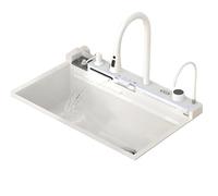 Fregadero De Cocina Blanco, Multifuncional, Con Cascada, De Un Solo Seno, Grande, De Acero Inoxidable 304(85CM)