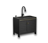 Fregadero de cocina comercial con gabinete, fregadero de lavandería independiente, fregadero de garaje industrial con grifo, estación de lavado de mascotas de 1 compartimento