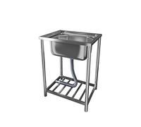 Fregadero de cocina comercial de acero inoxidable con grifo y tabla de drenaje, 54 x 44 pulgadas, fregadero de utilidad resistente para uso en interiores y exteriores, perfecto para garajes y cuartos