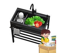 Fregadero de cocina comercial de acero inoxidable, fregaderos de un solo tazón independientes para uso general, estación de lavado de fregadero para exteriores de alta resistencia con grifo y estante