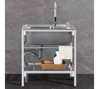 Fregadero de cocina comercial de acero inoxidable, independiente, cuenco individual, fregaderos comerciales independientes, adecuado para cocina, restaurante, bar, exterior