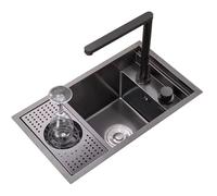 Fregadero de cocina compacto con grifo para baños pequeños, fregadero invisible integrado (58 x 26 x 22 cm), perfecto para uso doméstico y de oficina