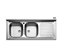 Fregadero de cocina con soporte de acero inoxidable, dos bandejas derechas Apelell, 120 cm