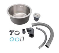 Fregadero de Cocina de 36 Cm, Mini Fregadero de Cocina Redondo, Fregadero Redondo de Acero Inoxidable 304, Fregadero Redondo Cepillado, Fregadero Redondo a Prueba de Herrumbre