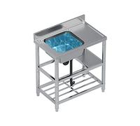 Fregadero de cocina de acero inoxidable 304 con patas ajustables Fau y escurridor al aire libre para bares y restaurantes - lado izquierdo 80 cm Bacplash incluido