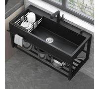 Fregadero De Cocina De Acero Inoxidable 304 De Pared Con Soporte, Lavabo De Baño Monomando, Incluye Grifo, 60 X 45 X 49 Cm, Duradero, Fácil De Limpiar, Diseño Moderno Para El Hogar, 3224, 55 X 45 X 4