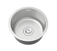 Fregadero de cocina de acero inoxidable 304 de un solo cuenco, diseño redondo de 400 mm para barra de bar e isla de cocina, incluye kit de drenaje para una fácil instalación, duradero y elegante