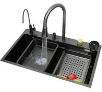 Fregadero de cocina de acero inoxidable 304, duradero, fácil de limpiar, 68 x 45 x 22 cm, perfecto para uso doméstico y comercial, resistente a la corrosión, diseño moderno, resistente