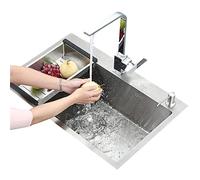 Fregadero de cocina de acero inoxidable 304, fregadero de bar, lavadero, fregadero simple, instalación empotrada o bajo plano, fácil de limpiar, varios colores: plata (plata A (55 x 45 cm))
