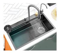 Fregadero de cocina de acero inoxidable 304, versátil caída en cascada, fregadero de barra de 68 x 45 cm, lavabo y lavadora de tazas para uso doméstico