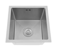 Fregadero de cocina de acero inoxidable con 1 cuenco, fregadero rectangular con escurridor, fregadero de cocina, bajo encimera, 38 x 38 x 22 cm (plata)