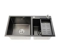 Fregadero de cocina de acero inoxidable con 2 cuencos, 78 x 43 x 22 cm, doble cuenco, resistente a los arañazos, para cocina y comercios