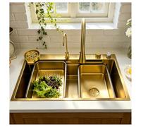 Fregadero De Cocina De Acero Inoxidable Con Cascada Y Grifo Extraíble Fregadero De Un Solo Tazón Con Montaje Superior Con Revestimiento Nanométrico Con Accesorios, Lavadora De Ollas A Presión, Tabla D