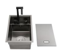 Fregadero de cocina de acero inoxidable con cubierta, fregadero invisible con grifo, 45 x 30 x 23 cm, color gris