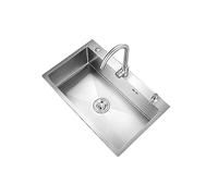 Fregadero de cocina de acero inoxidable con cuenco individual y grifo extraíble, ideal para bar, hotel, comedor (modelo de tamaño especial)