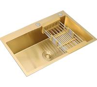 Fregadero de cocina de acero inoxidable con escurridor de 75 x 45 cm, fácil de limpiar, diseño moderno, perfecto para uso doméstico y comercial, solución que ahorra espacio