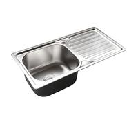 Fregadero de cocina de acero inoxidable con escurridor y accesorios de acero de grado 304 izquierdo, tamaño A: 71,6 x 37,5 cm