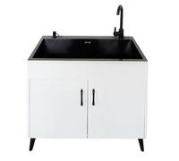 Fregadero de cocina de acero inoxidable con estantes extraíbles Fau & Sto ideal para cocinar al aire libre, preparación de alimentos, restaurante, patio, barbacoa y al aire libre
