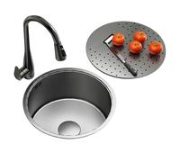 Fregadero de cocina de acero inoxidable con grifo extraíble, Wortat de un solo tazón para zona de preparación de bares, restaurantes, fácil de limpiar, diseño moderno