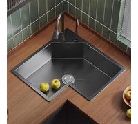 Fregadero de cocina de acero inoxidable con manguera de drenaje, fregadero utilitario para lavar platos, verduras, tazas, ideal para cocinas, bares, restaurantes