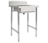 Fregadero De Cocina De Acero Inoxidable con Seno Profundo, Protección Antisalpicaduras y Gran Capacidad, kitchen sink, Fregadero Bajo Encimera, Plata, 60x60x98 cm