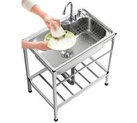 Fregadero de cocina de acero inoxidable de 1 compartimento, fregadero de preparación comercial para cocina, lavadero, grandes tinas independientes y drenaje, fregaderos de servicio pesado con