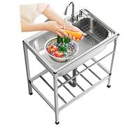 Fregadero de cocina de acero inoxidable de 1 compartimento para uso general, fregadero de preparación de cocina comercial, tina de lavandería, tinas de estación de lavado independientes grandes
