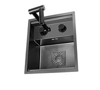 Fregadero de cocina de acero inoxidable de 42 x 43 cm, diseño oculto con tapa, ahorro de espacio, encimera debajo del mostrador