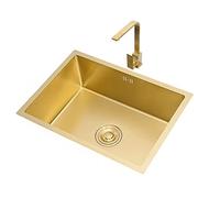 Fregadero de Cocina de Acero Inoxidable de 60 x 40 cm, Grifo Giratorio Dorado de 360°, Fregadero Rectangular bajo encimera, Grifo Mezclador de Cocina, diseño Moderno, fá