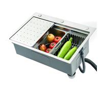 Fregadero de Cocina de Acero Inoxidable de 60 x 50 cm, Empotrado, con Cesta coladora Plegable, sifón, desagüe y rebosadero, Duradero y fácil de Limpiar para cocinas Modernas.