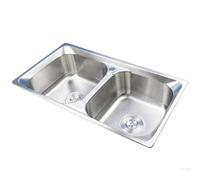 Fregadero de cocina de acero inoxidable de doble lavabo bajo montaje y montaje superior, duradero y elegante para cocinas grandes y pequeñas, fácil de limpiar