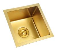 Fregadero de cocina de acero inoxidable dorado - Fregadero de preparación de barra de RV con tapón dorado y colador de drenaje, montaje inferior/empotrable, perfecto para restaurantes, tiendas y baños