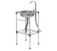Fregadero de cocina de acero inoxidable independiente, fregadero comercial, lavabo multifunción, con tubo de drenaje y frío, 1 cuenco, para exterior, interior, cocina, restaurante, bar, jardín