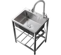 Fregadero de Cocina de Acero Inoxidable, Lavabo utilitario para Exteriores para Lavar, Fregadero de Alta Resistencia para restaurantes para lavandería en el Patio Trasero de la casa (tamaño: