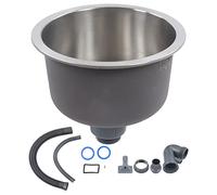 Fregadero de Cocina de Acero Inoxidable, Minifregadero de Cocina Redondo Lavabo Redondo de Barra de Acero Inoxidable con Tubo de Desagüe de 30 Cm de Diámetro, Desagües y Coladores