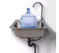 Fregadero de cocina de acero inoxidable montado en la pared con escurridor reversible, perfecto para estación de trabajo, caravana, cocina o bar, 45 x 39 x 20 cm, color plateado