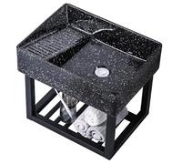 Fregadero de Cocina de Acero Inoxidable Negro para Montaje en Pared, Lavabo de baño Rectangular con Cara de cerámica, Apto para Balcones, baños, lavanderías, Exteriores,