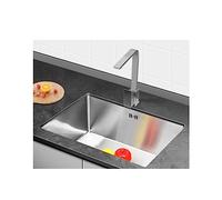 Fregadero de cocina de alta calidad hecho a mano de 45 x 40 cm con grifo cuadrado, diseño de un solo cuenco, ideal para lavar frutas, completo con accesorios, elegante acabado plateado