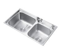 Fregadero de cocina de doble cuenco de acero inoxidable 304 con drenaje y bandeja, 28.3 pulgadas, 29.5 pulgadas, 30.7 pulgadas, 2 agujeros, fregadero de preparación para cocina al aire libre y balcón