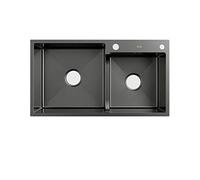 Fregadero de cocina de doble tazón de 29 pulgadas, color plateado, estación de trabajo nano de acero inoxidable calibre 16, montaje bajo, diseño rectangular profundo para lavavajillas y bar, modelo