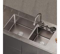 Fregadero de cocina de doble tazón de montaje superior, lavabo de acero inoxidable de 8 pulgadas de profundidad con accesorios, diseño duradero y elegante para cocinas modernas