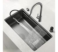 Fregadero De Cocina De Encastre Fregadero De Cascada Oculto Fregadero De Cocina De Acero Inoxidable Con Grifo Extraíble Y Accesorios