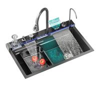 Fregadero de cocina de lujo, Cascada de lluvia voladora, Con pantalla digital, Lavabo individual, Gran plaza individual, Lavavajillas, Cocina, Sirena, Fregadero de Piano