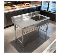 Fregadero de cocina de pie con panel trasero elevado de 80 cm con encimera de trabajo para cocinas, hoteles y lavanderías, solución ideal para lavar verduras