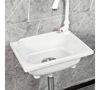 Fregadero de Cocina de Plástico de 1 Cubeta, Lavabo de Pared con Agujero para Grifo (1.26 Pulgadas),para Hogar, Restaurante, Residencia, Garaje, Baño & Lavandería,Ligero